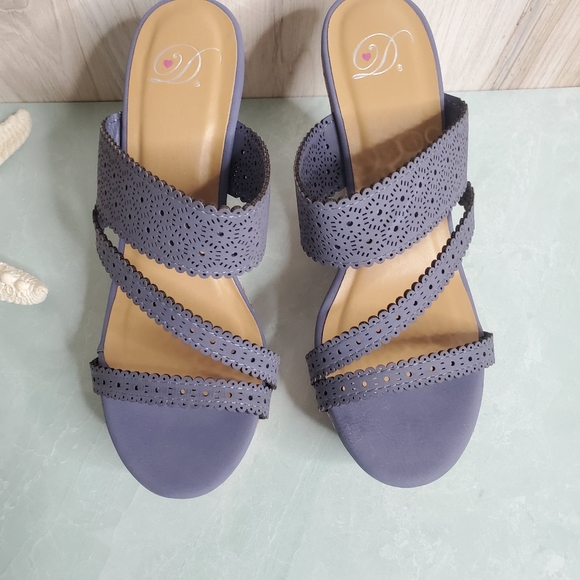 NEW Blue Cork Wedge Sandal - Picture 3 of 5
